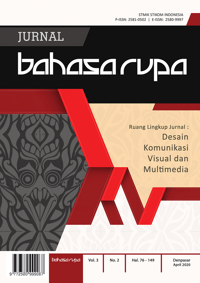					Lihat Vol 3 No 2 (2020): Jurnal Bahasa Rupa April 2020
				